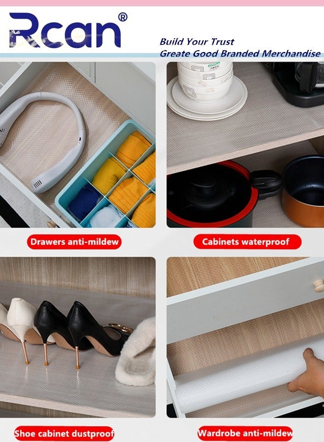 Rcan Shelf Liner Non-Slip Drawer Cabinet Liner Washable Oil-Proof Non-Adhesive Easy to Cut Placemats Durable Stain-Proof Shelf for Kitchen Cabinet Shelves Refrigerator Storage Desks 45x500CM - Image 5