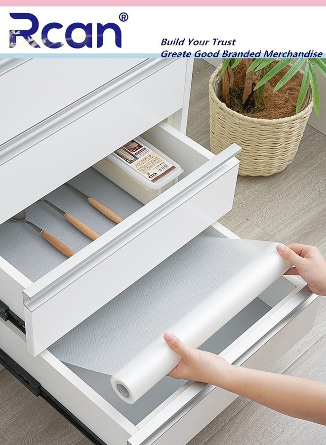 Rcan Shelf Liner Non-Slip Drawer Cabinet Liner Washable Oil-Proof Non-Adhesive Easy to Cut Placemats Durable Stain-Proof Shelf for Kitchen Cabinet Shelves Refrigerator Storage Desks 45x500CM - Image 2