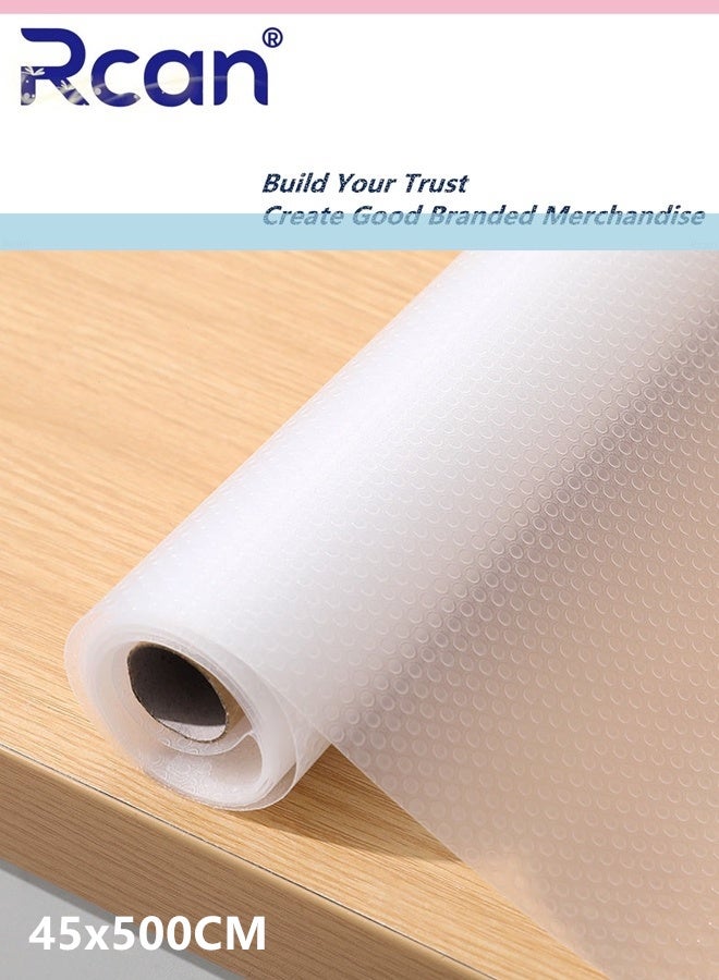 Rcan Shelf Liner Non-Slip Drawer Cabinet Liner Kitchen Liner Washable Oil-Proof Non-Adhesive Easy to Cut Placemats Durable Stain-Proof Shelf for Kitchen Cabinet Shelves Refrigerator Storage Desks 45x500CM - Image 1