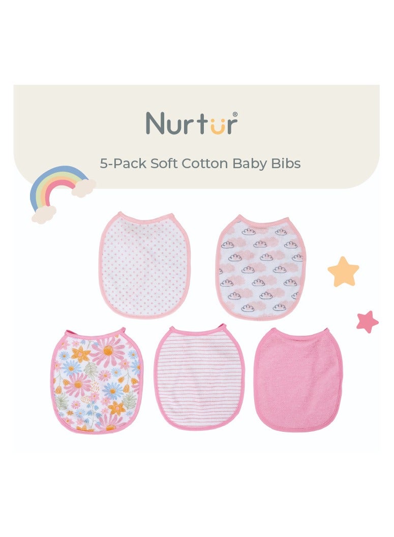 Nurtur Cotton bibs - Printed Character 5 Pack / Girl - Image 3