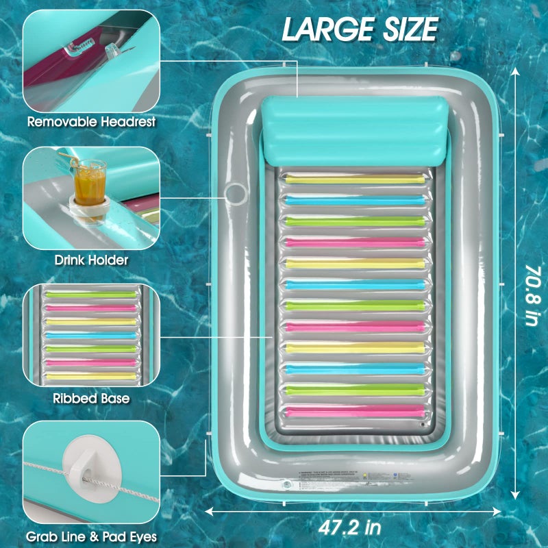 Jasonwell 4 in 1 Inflatable Tanning Pool Lounger Float - Sunbathing Lounge Floatie Raft Toys, Water Filled Tanning Bed Mat Pad Blow Up Kiddie Pool with Ball Pit for Adult, Kids (L) - Image 5