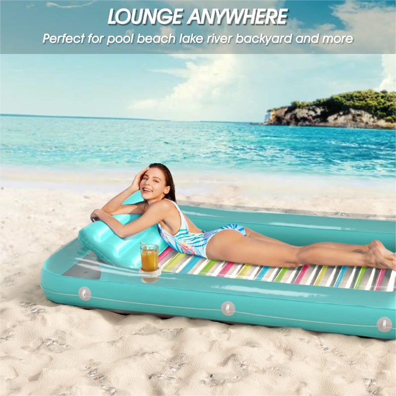 Jasonwell 4 in 1 Inflatable Tanning Pool Lounger Float - Sunbathing Lounge Floatie Raft Toys, Water Filled Tanning Bed Mat Pad Blow Up Kiddie Pool with Ball Pit for Adult, Kids (L) - Image 4
