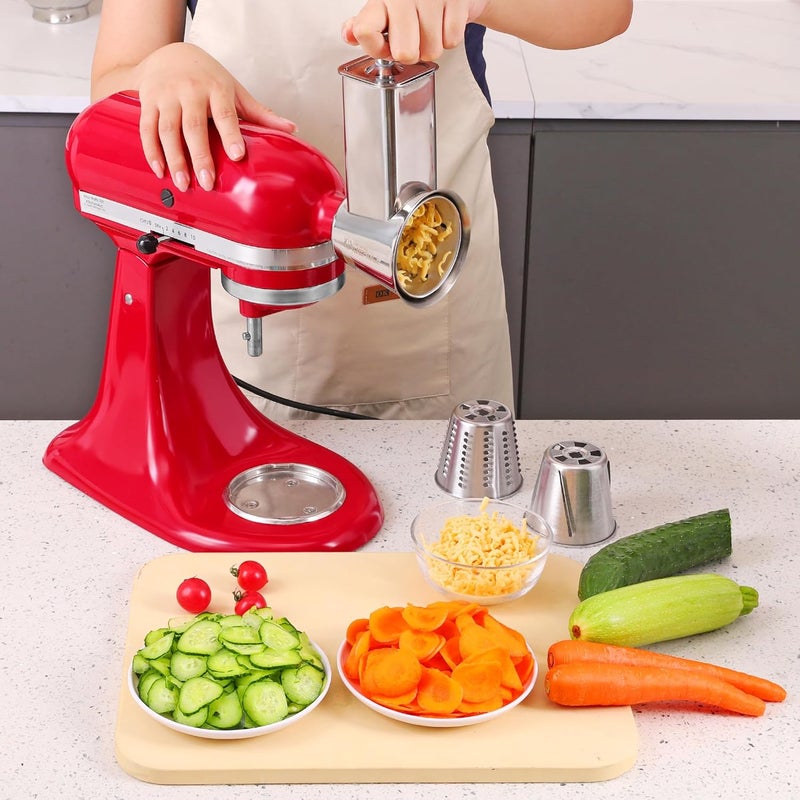 KINGEAGLE Stainless Steel Slicer Shredder Attachment for Kitchenaid Mixers, Cheese Grater & Vegetable Salad Maker Accessories, Dishwasher Safe - Image 5