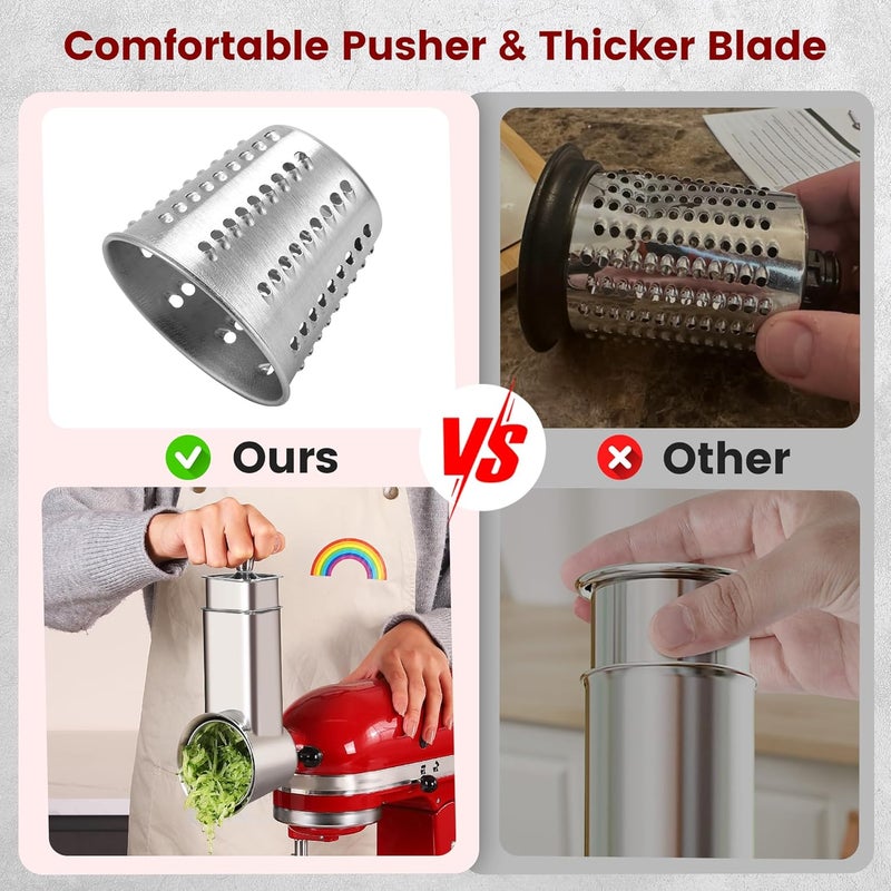 KINGEAGLE Stainless Steel Slicer Shredder Attachment for Kitchenaid Mixers, Cheese Grater & Vegetable Salad Maker Accessories, Dishwasher Safe - Image 4