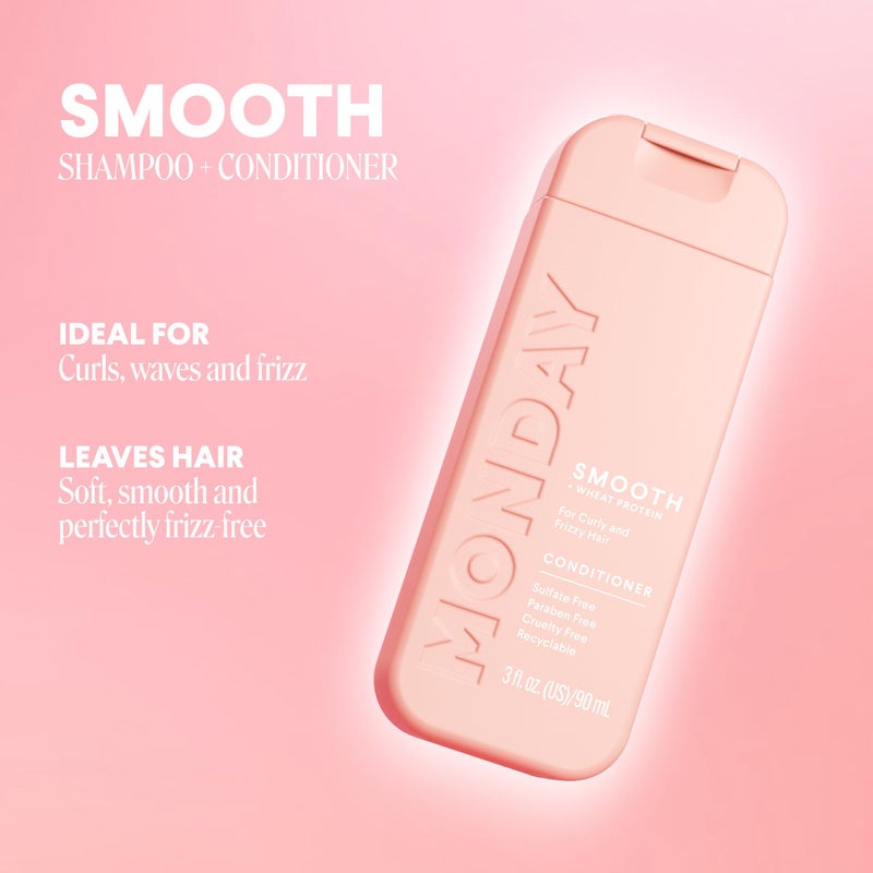 MONDAY Haircare SMOOTH Shampoo + Conditioner with Wheat Protein & Avocado Oil for Frizz-Prone Hair 90 mL (Dual Set) - Image 2
