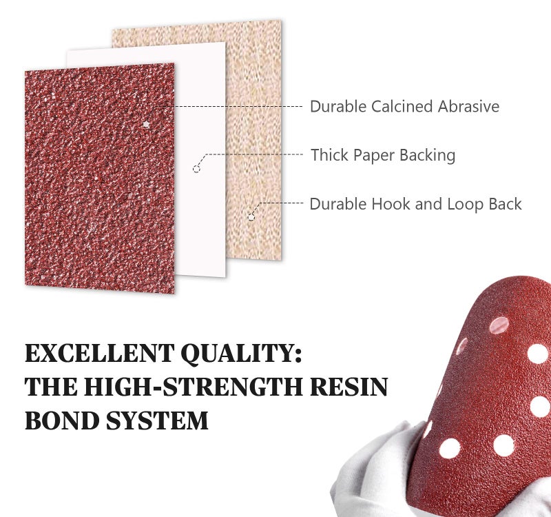 S SATC 72 PCS 5 Inch 8 Hole Hook and Loop Adhesive Sanding Discs Sandpaper for Random Orbital Sander 40 60 80 120 180 240 320 Grits - Image 4