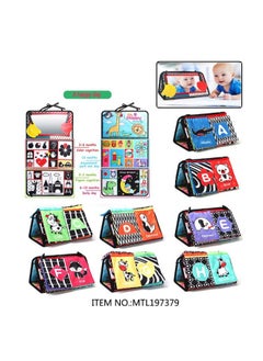 Generic Black And White Two-in-one Baby Cognitive Floor-standing Haha Mirror Cloth Book Toy Visual Stimulation Foldableable Cloth Book-Color:MTL197379  - Image 1