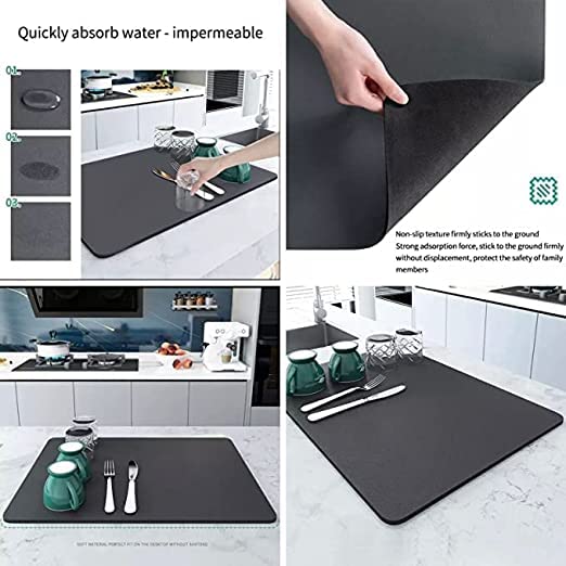 see ever Dish Drying Water Absorbing Mat for Kitchen Utensils Bathroom Products Storage40 60 - Image 5