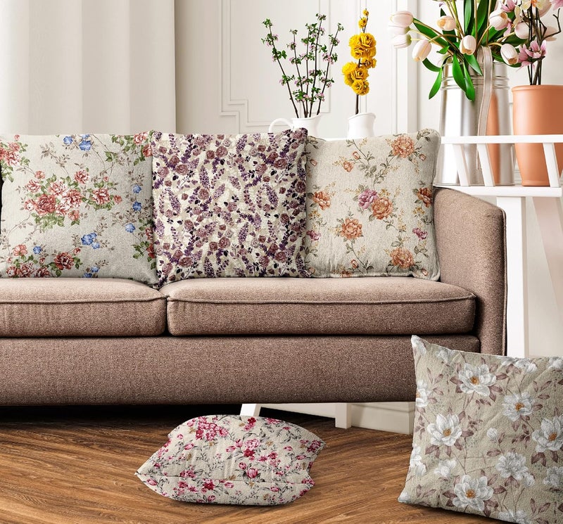 Ultimate Trends Polyester Digital Modern Printed Cushion Cover 16x16 Set of 5 Ivory UTCC1022_ 16