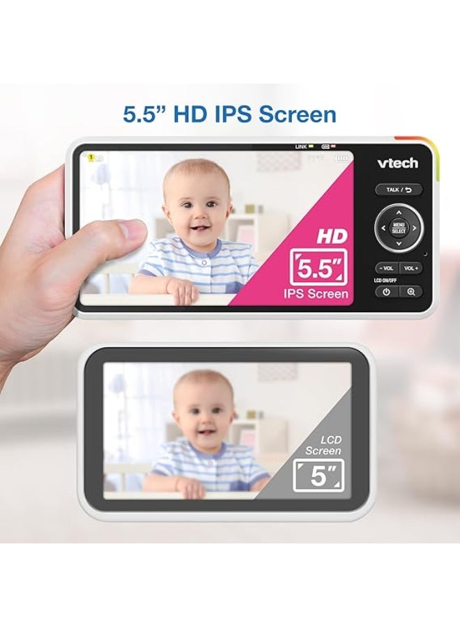 في تك في تيك جهاز مراقبة اطفال ذكي يعمل بالواي فاي، كاميرا مستشعر سيموس 2K، شاشة 5.5 انش HD IPS، رؤية ليلية واضحة بالاشعة تحت الحمراء، خاصية الميل، تكبير 24 مرة، تحدث ثنائي الاتجاه، ضوء ليلي متعدد الالوان - Image 2