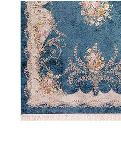 In-House Soft Velvet Turkish Rectangular Door & Bath Mat - Blue & Beige - 60x40 cm  - Image 4