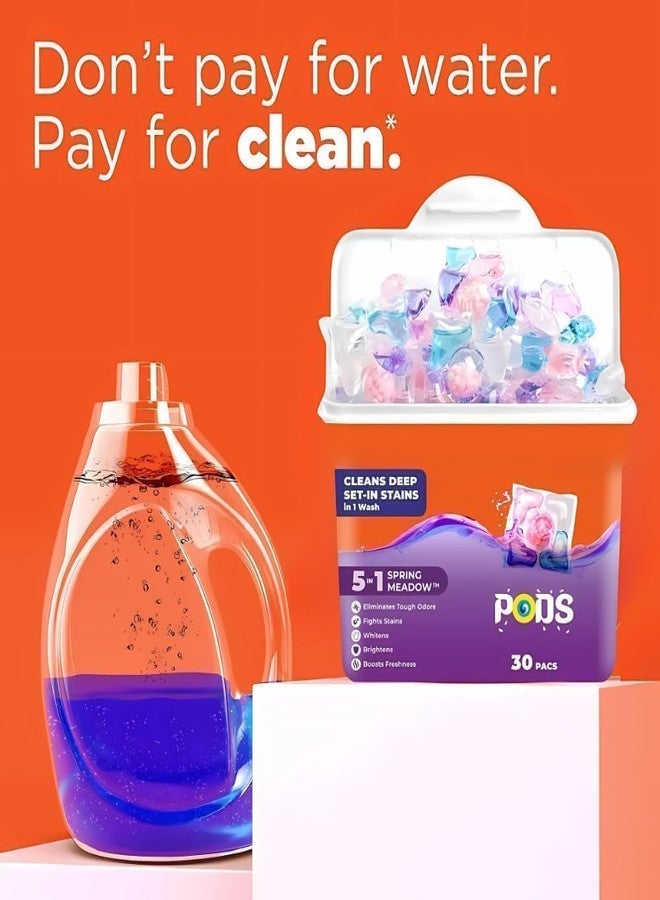ETSAP 30 Pods 5-in-1 Dissolvable Magic Laundry Pods | Tough Stain Fighter for Top & Front Load Machines | Floral Aroma | Eco-Friendly | 1 Pod = 1 Wash for 5-7kg Loads (30 Pods) - Image 4