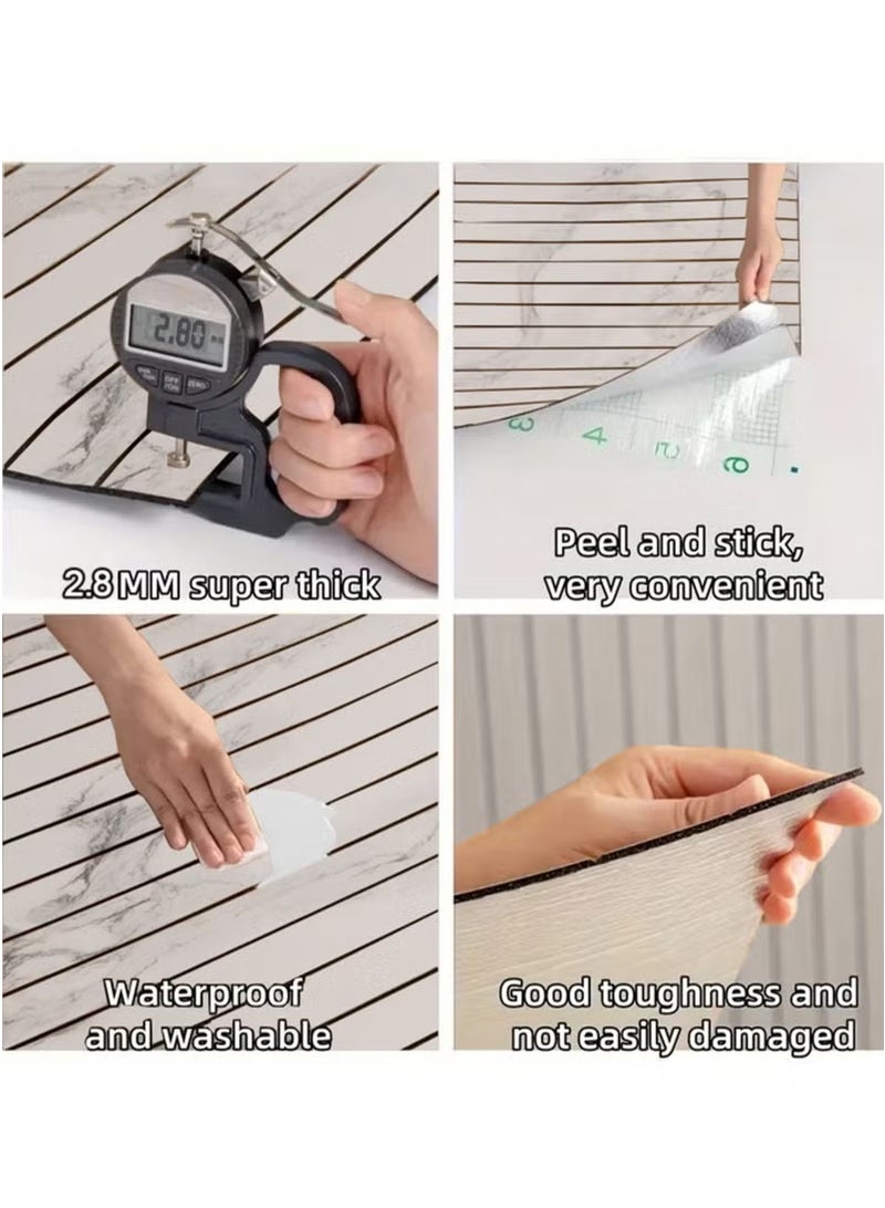 jisimu 3D Wall Paper Foam Wallpaper 1 Roll Self-Adhesive Waterproof Thickened Wallpaper Sticker Wall Covering for Kitchen Room Ceiling Wall Indoor Use Moisture Proof Sound Insulation Wallboard 2.8mm X 40cm X 300cm - Image 5