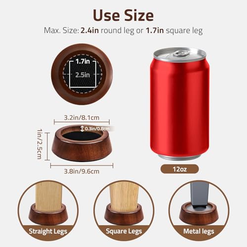 KOIKEY Bed Risers Wood Blocks - 1 Inch Circle Furniture Height Extenders Lifts for Sofa Couch Desk Chair Table Base Raising Space, Convenient Store and Cleaning, Pack of 4 - Image 2