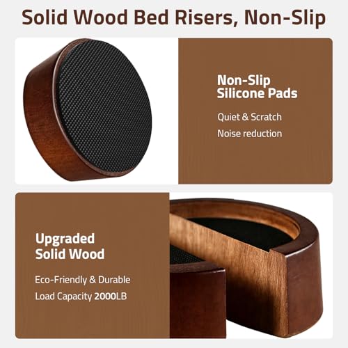 KOIKEY Bed Risers Wood Blocks - 1 Inch Circle Furniture Height Extenders Lifts for Sofa Couch Desk Chair Table Base Raising Space, Convenient Store and Cleaning, Pack of 4 - Image 5