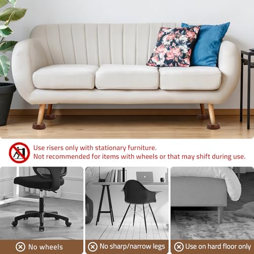 KOIKEY Bed Risers Wood Blocks - 1 Inch Circle Furniture Height Extenders Lifts for Sofa Couch Desk Chair Table Base Raising Space, Convenient Store and Cleaning, Pack of 4 - Image 3