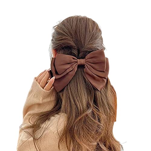 Kefley Big Bow Hair Clips for Women Girls Brown Bows for Hair Barrette Ribbon Bows for Adults Grosgrain Bowknot Hair Pins Sildes Womens Hair Accessories - Image 1