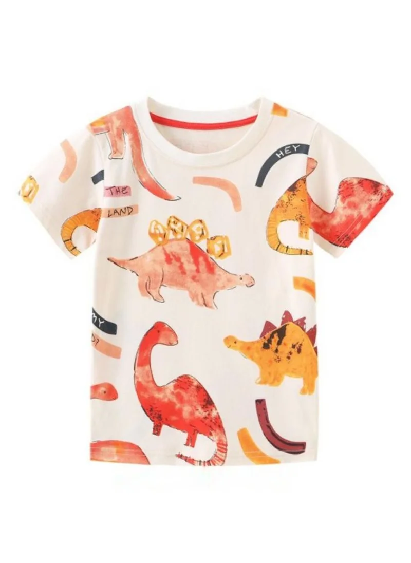 يونيكي White Conversational Printed Round Neck Cotton T-shirt