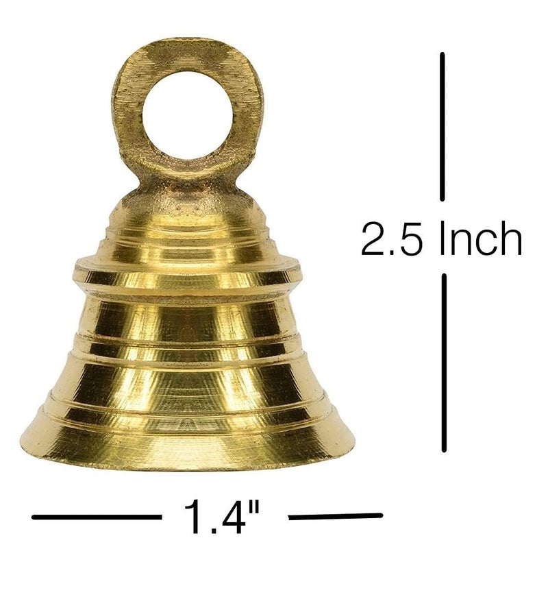 UAPAN Brass Hanging Bell for Festival Home Decoration with J hock (2.5 Inch, Pack of 6) - Image 4