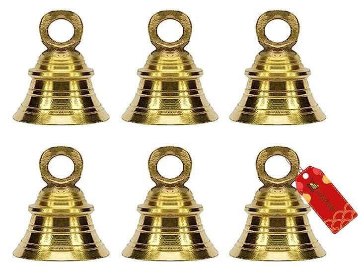UAPAN Brass Hanging Bell for Festival Home Decoration with J hock (2.5 Inch, Pack of 6) - Image 2