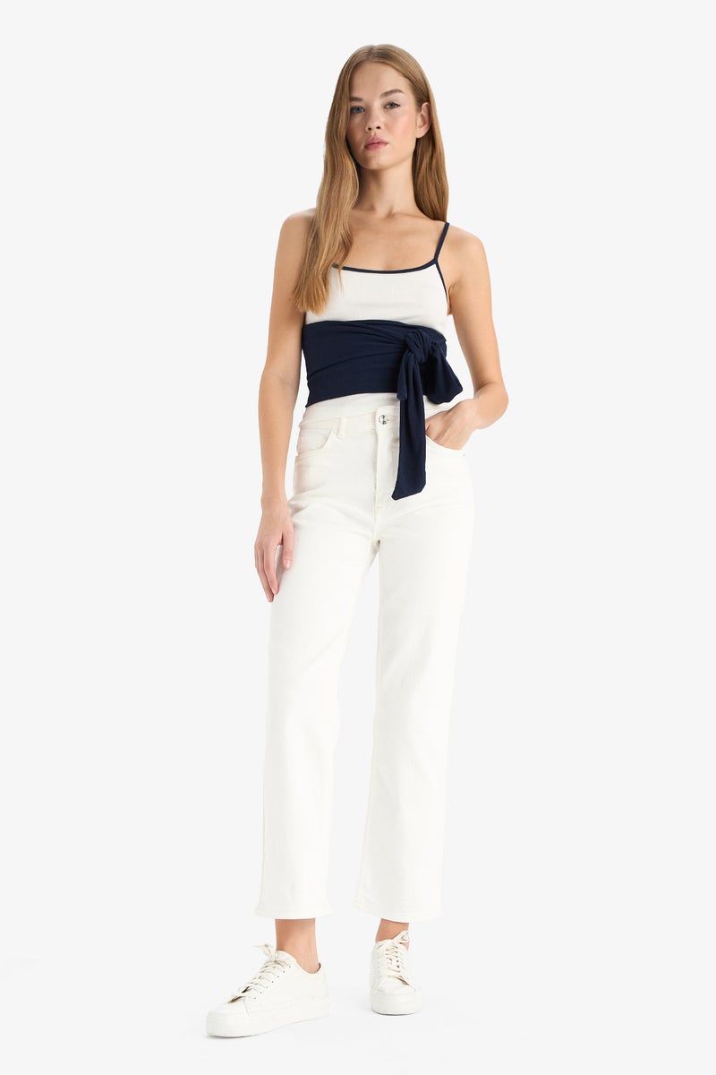 DeFacto White Woman Waisted Camisole Belted Tank Top Casual - Image 2