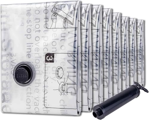 SUOCO 8 Jumbo Vacuum Storage Bags Vacuum Seal Bags for Clothing Travel Space Saver Bags for Luggage Clothes Pillows Comforters Blankets Bedding