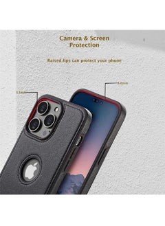 Mikki iPhone 15 Pro Case, Vegan Leather Protective Case for iPhone 15 Pro 6.1", Luxury, Elegant and Beautiful Design Cover, Non-Slip Vintage Looking Perfect Stitching Leather Case (Black)  - Image 5
