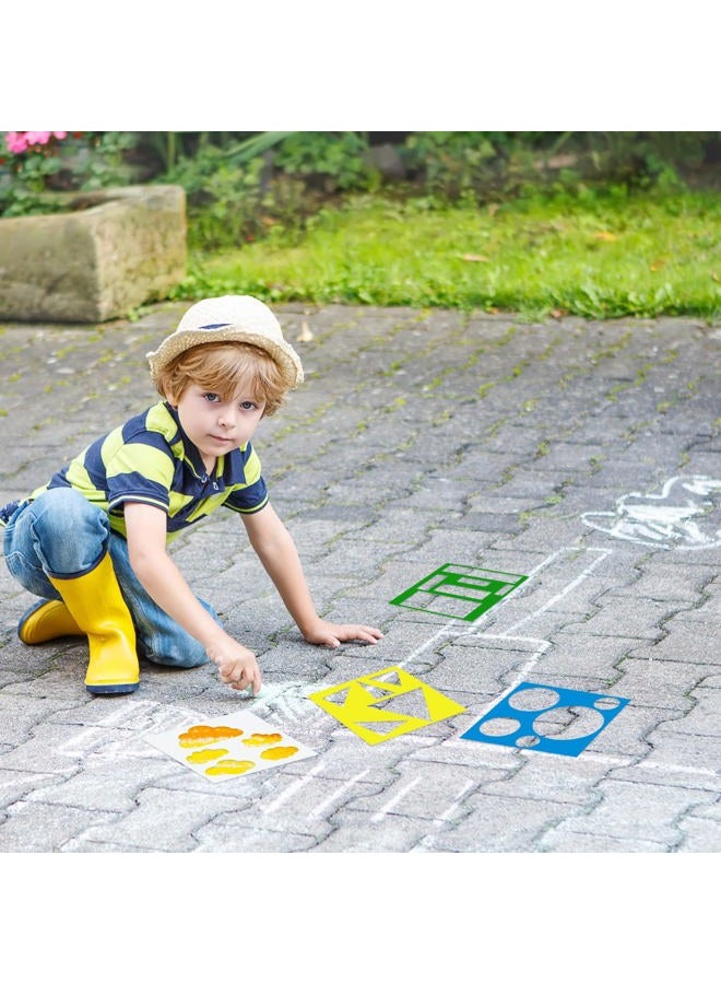 Epakh 16 Pieces Geometric Shapes Stencils Simple Painting Stencils Triangle Round Stencils Colorful Drawing Templates Art Painting Templates for Kid Children Painting Drawing DIY Craft (Classic Style) - Image 4