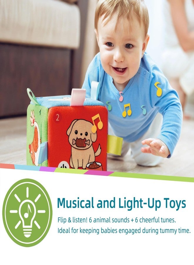 LiKee ألعاب موسيقية م Montessori للأطفال من 0-6 و 6-12 شهرًا، مكعب نشاط مضيء، ألعاب حسية للأطفال من 0 و 3 و 6 و 9 و 12 و 18 شهرًا، هدايا ألعاب أصوات الحيوانات التعليمية للأطفال من 1 و 2 سنوات للبنين والبنات - Image 2
