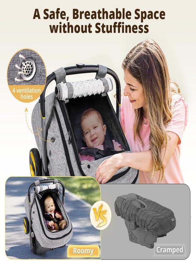 Bioby Waterproof Baby Car Seat Cover, Infant Car Seat Cover for Boy Girl, Roomy Cozy Windproof Sun Protection Baby Carseat Covers Canopy with Breathable Net and Holes, Universal Fitted Gray - Image 4