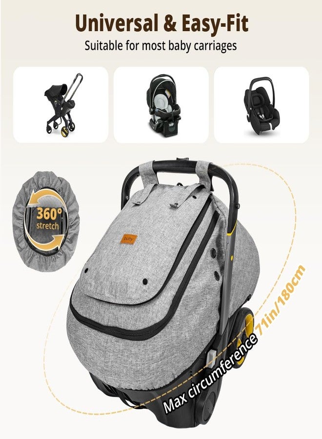 Bioby Waterproof Baby Car Seat Cover, Infant Car Seat Cover for Boy Girl, Roomy Cozy Windproof Sun Protection Baby Carseat Covers Canopy with Breathable Net and Holes, Universal Fitted Gray - Image 5