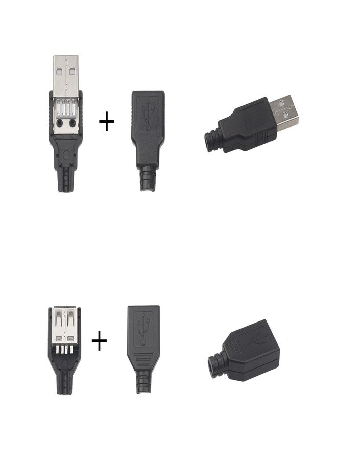Rrina 20Pcs USB 2.0 Connector Type A Male Female 4 Pin Plug Jack Socket with Black Plastic Cover DIY - Image 3
