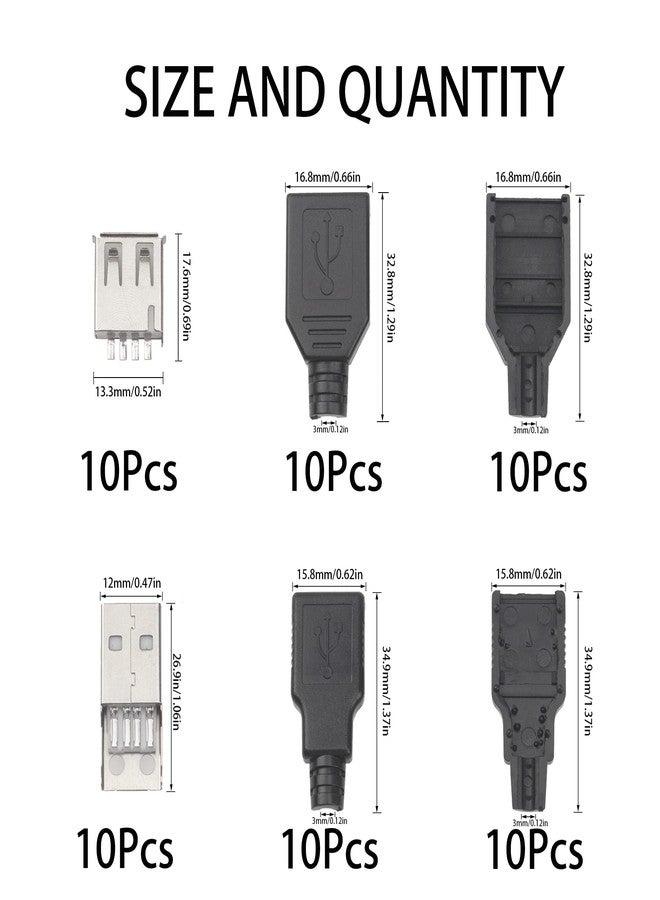 Rrina 20Pcs USB 2.0 Connector Type A Male Female 4 Pin Plug Jack Socket with Black Plastic Cover DIY - Image 2