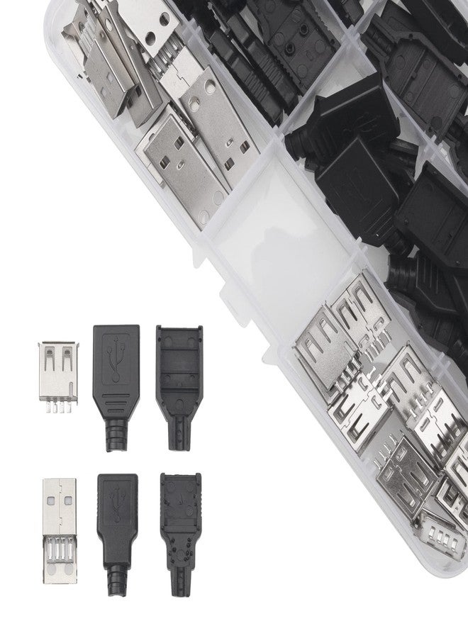Rrina 20Pcs USB 2.0 Connector Type A Male Female 4 Pin Plug Jack Socket with Black Plastic Cover DIY - Image 4