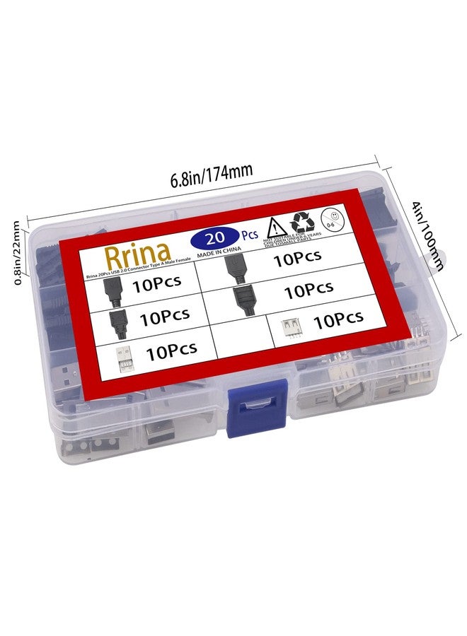 Rrina 20Pcs USB 2.0 Connector Type A Male Female 4 Pin Plug Jack Socket with Black Plastic Cover DIY - Image 5