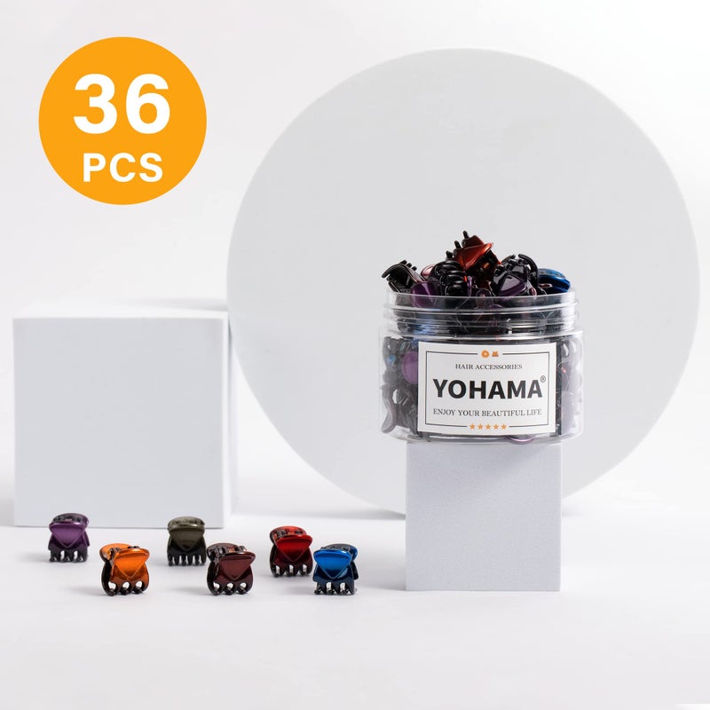 YOHAMA 36 Pcs Hair Clips Mini Glossy Claw Clamp Colorful Great for Design Children Women Girls Hairstyles Decroation Buns Pining Bangs Strong Grip Multifunction Little Clips. - Image 3