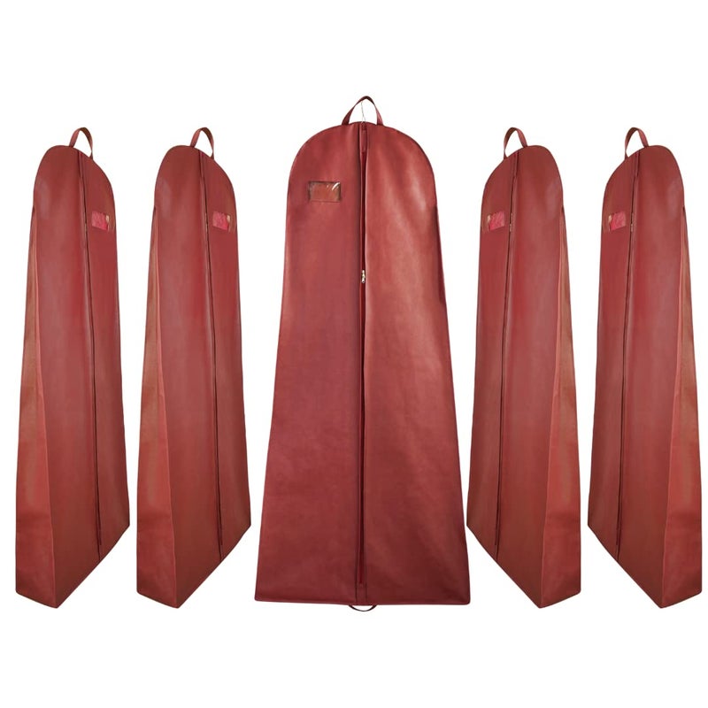 Global Trade Wedding Lehenga Gown Long Dress Garment Cover Bags 72 with 8 Gusset Wedding Dress Lehenga Long Dress Storage Bag Non Woven Fabric with Front Zip Pack Of 6 Maroon - Image 1