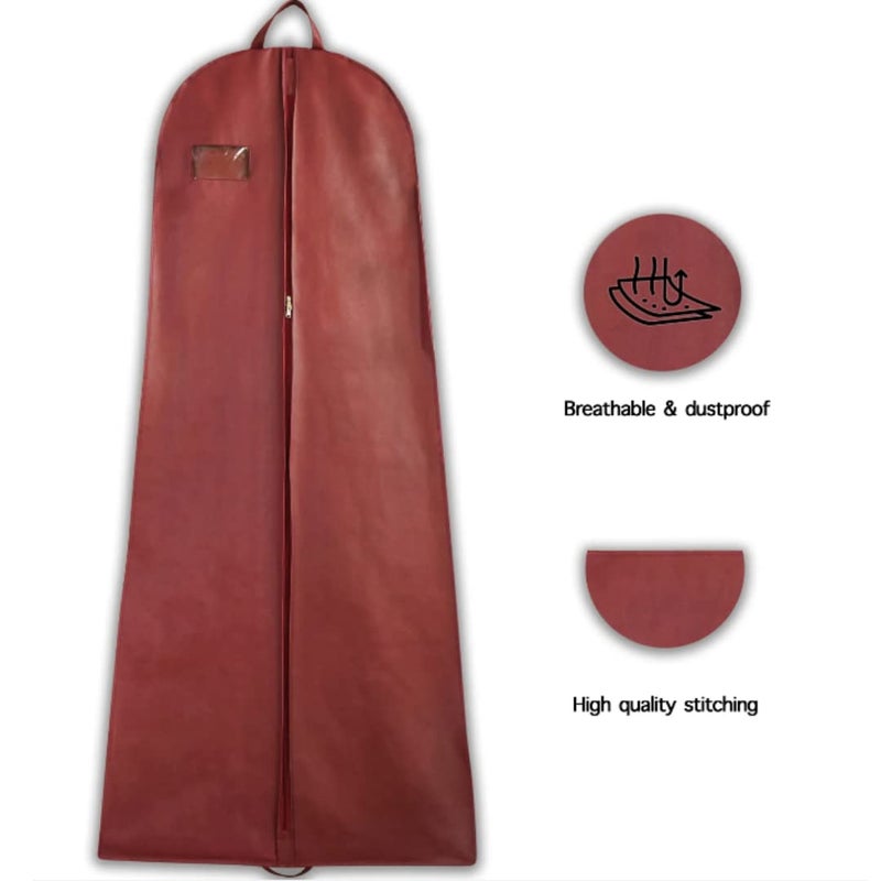 Global Trade Wedding Lehenga Gown Long Dress Garment Cover Bags 72 with 8 Gusset Wedding Dress Lehenga Long Dress Storage Bag Non Woven Fabric with Front Zip Pack Of 6 Maroon - Image 3