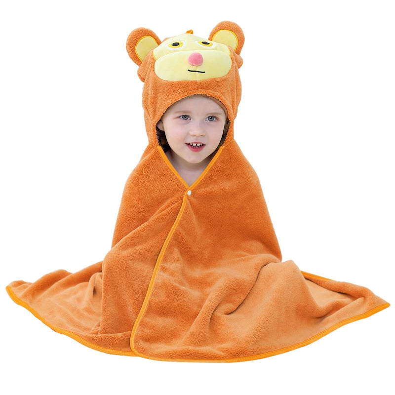MICHLEY Unisex Hooded Baby Towel Soft Absorbent Washcloths Cartoon Beach Swimming Bathrobe 275 x 47 for 07T ToddlerMonkey