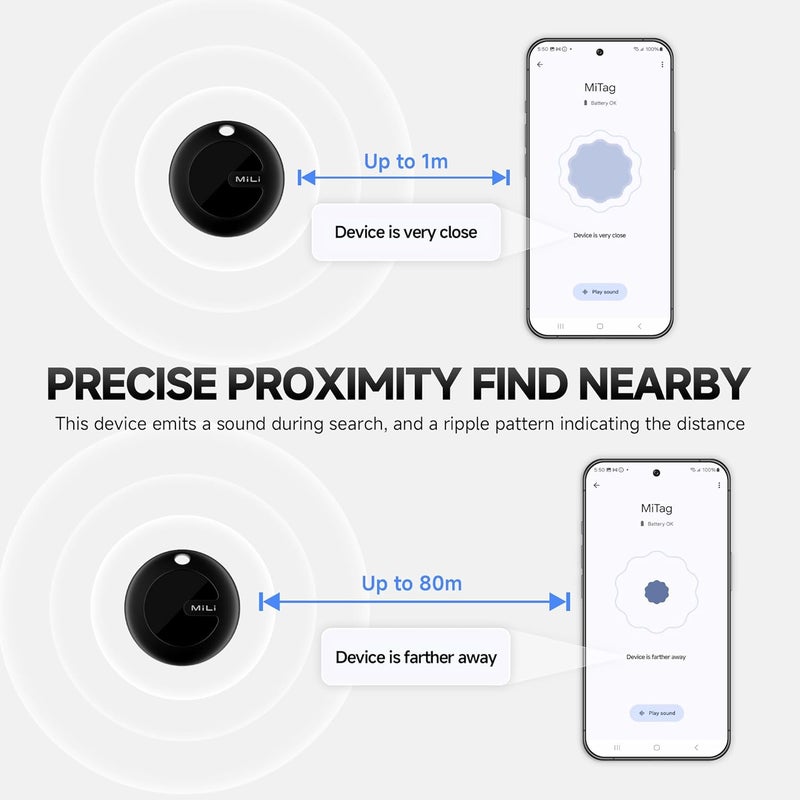 ميلى MiTag، جهاز تتبع عبر البلوتوث لأندرويد، يعمل مع خدمة Google Find Hub (Find My Device)، علامة تتبع ذكية، أداة للعثور على الأشياء مثل المفاتيح والمحافظ والأمتعة والحيوانات الأليفة والحقائب، مقاوم للماء (معيار IP67)، (عبوة واحدة). - Image 3