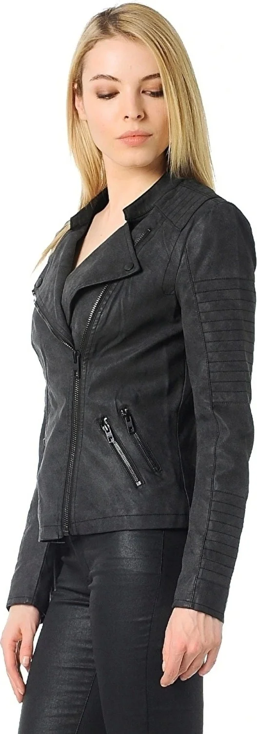 اونلي 15102997 Women's Faux Leather Jacket - Black