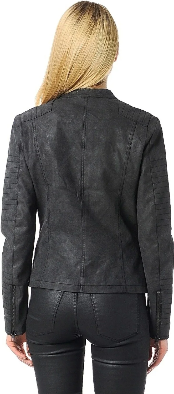 اونلي 15102997 Women's Faux Leather Jacket - Black