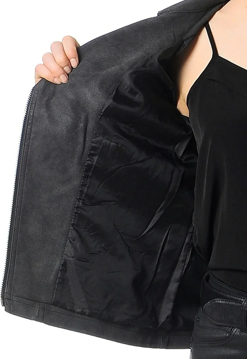 اونلي 15102997 Women's Faux Leather Jacket - Black