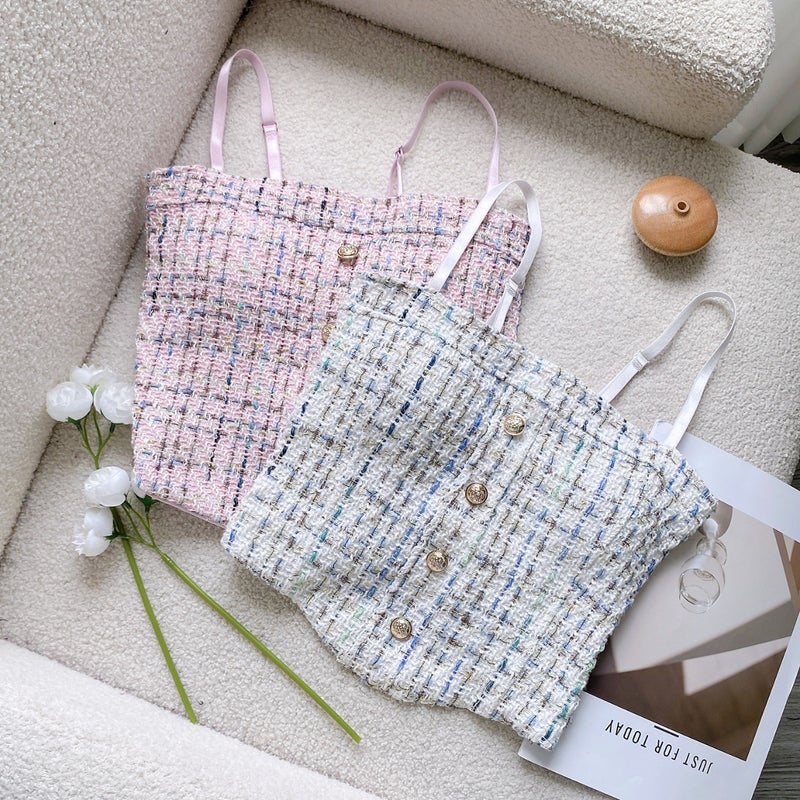 New Korean Style Chanel Style Sling All-Match Fashionable Adjustable Shoulder Strap Front Button Beautiful Back Vest 2256 - Image 5