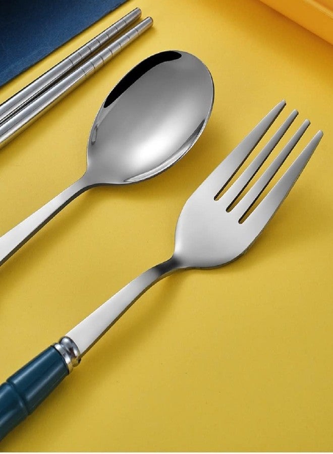 Prostuff.in® Portable Cutlery 3 pcs/Set for Restaurant, Stainless Steel Fork Spoon Chopsticks, Cutlery Gifts Outdoor Picnic Portable Tableware Can Also Be Used for Students Portable Multicolor - Image 2