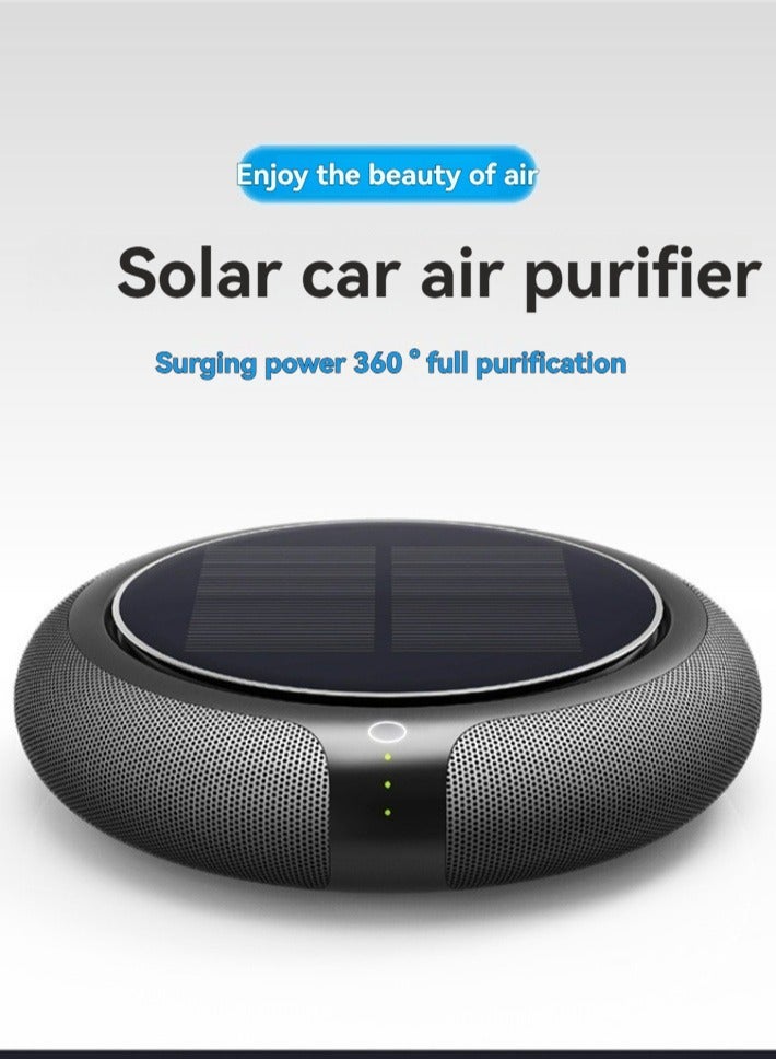M MIAOYAN Solar Car Air Purifier – Ionic Deodorizer & Dust Remover | Mocha Gold, Premium Round Design  - Image 2