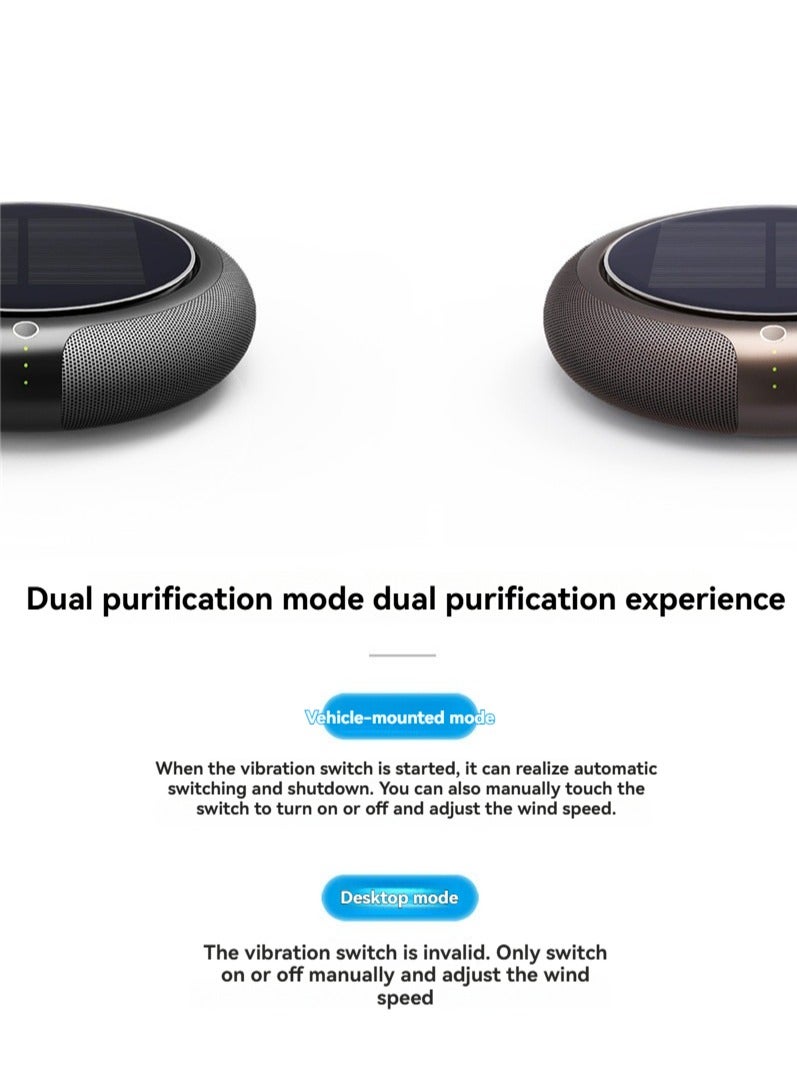 M MIAOYAN Solar Car Air Purifier – Ionic Deodorizer & Dust Remover | Mocha Gold, Premium Round Design  - Image 5