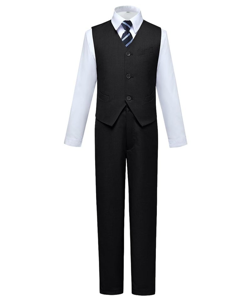 Visaccy Boys Suits Kids Vest and Pants Set Formal Wear Outfit Suit for Wedding Size 8 - Image 1
