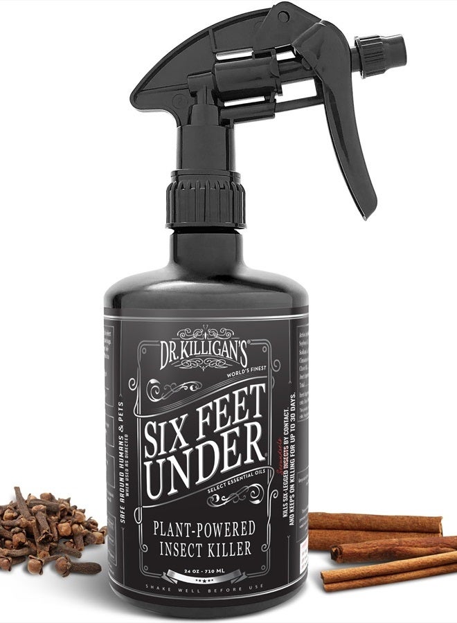 Dr. KILLIGAN'S Six Feet Under Plant Powered Insect Killer Spray | Indoor Natural Pest Control | Flea, Tick, Pantry & Clothing Moths, Ant, & Cockroach | Family Friendly, Pet Safe (24 oz)  - Image 1