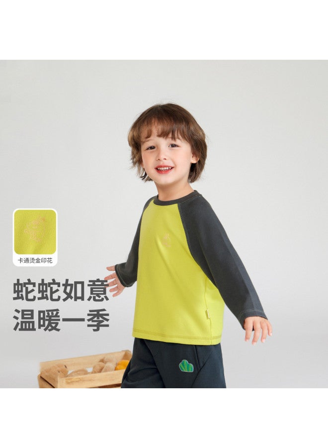 Antibacterial & Heating] Boys' Base Layer New Year's Long-sleeve T-shirt Inner Wear Baby Crewneck T-shirt Girls' Top - Image 3